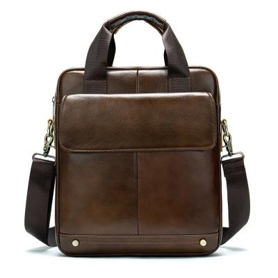 China Casual GENUINE LEATHER GENUINE LEATHER Men's Retro Bag Handbag Solid Color Large Capacity Shoulder Messenger Bag H for sale