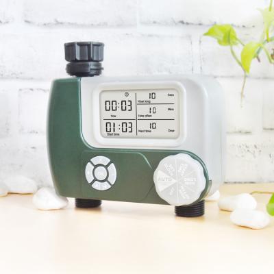 China Automatic Plant Plastic Two Outlet Large Screen Battery Power Garden Tap Water Timer for sale