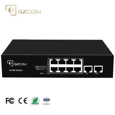 China POE 10 Ports 120W Gigabit Hybrid PoE Switch 8*10/100M PoE Ports +2*10/100/1000Mbps RJ45 Ports For IP Camera CCTV for sale