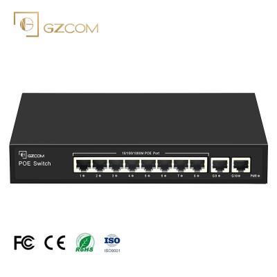 China POE 10 Ports Ethernet PoE Uplink Ports + 2*10/100/1000Mbps Gigabit 120W PoE Switch 8*10/100/1000M For IP Camera CCTV for sale