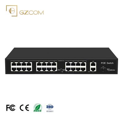 China POE 24 Ports 300W PoE Hybrid Desktop Switch 24 10/100Mbps Ethernet PoE Uplink Ports + 2*Gigabit +1*Gigabit SFP For IP Camera CCTV for sale