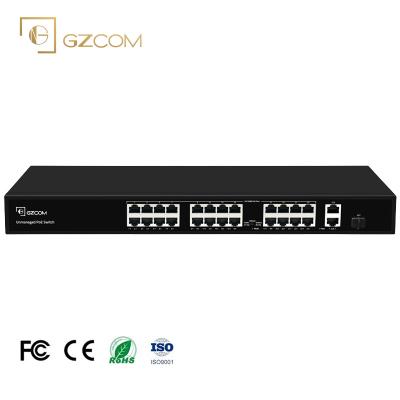 China VLAN/Extend 250-Meter 24 Ports 400W Gigabit PoE Hybrid Switch 24*10/100M Ethernet PoE Uplink Ports + 2*Gigabit +1*Gigabit SFP For CCTV Network for sale