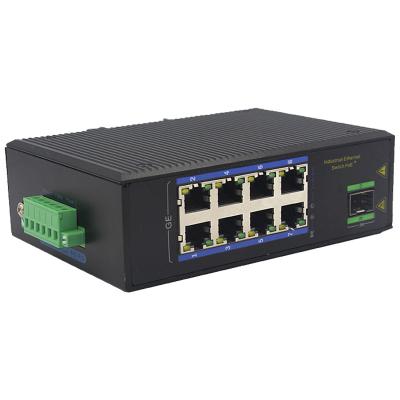 China POE 8 port industrial PoE switch 8*10/100/1000mbps+1*SFP unmanaged industrial PoE switch for sale