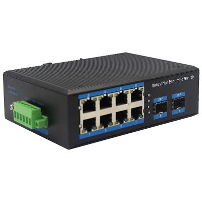 China POE PoE Industrial Switch 8 Ports 8*10/100/1000BASE-TX+2*SFP 8 Ports Industrial PoE Switch for sale