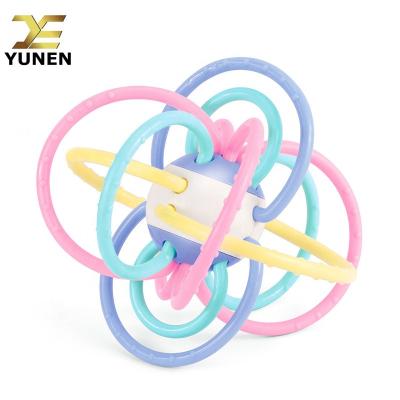 China Newborn Soft Rubber Ball Newborn Development Ball Plastic Hand Bell Teether Toys Baby Soft Ball for sale