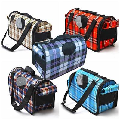 Chine Sac de transporteur d'animal familier de modèle de plaid beau avec la longue ceinture démontable réglable à vendre