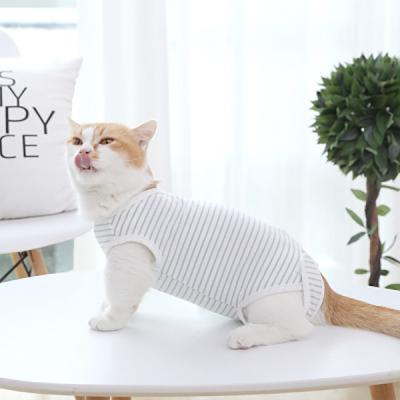 China Casual Style Cats Wearing Clothes Blue / White Stripe Comfortable Fashionable for sale