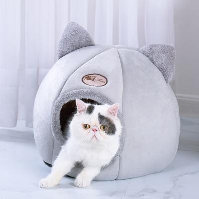 China Camas calientes del gato del paño grueso y suave del animal doméstico de la cama de los gatos del invierno coralino del saco de dormir pequeñas en venta