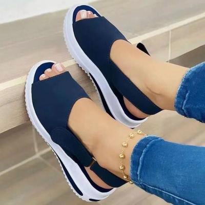 China Fashion Trend New In Magic Wedge Heel Peep Round Toe Band Women's Shoes Casual And Comfort Platform Lady Open Toe Shoe Sandals For Summer for sale