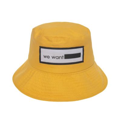 China Wholesale Color Image Plain Color Women Summer UV Protection Bucket Hat Yellow Reversible for sale