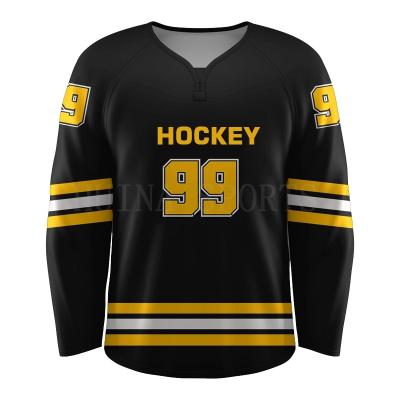 China Custom Sublimated Hockey Jersey Professional Twill Wetness Wicking OEM Ice Hockey Uniform for sale