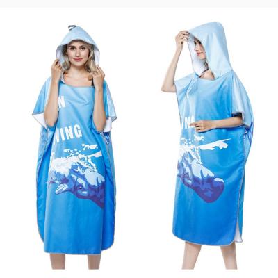 China Custom Printed Surf Beach Poncho Towel Microfiber Hooded Surf Poncho Sustainable Beach Poncho For Women for sale