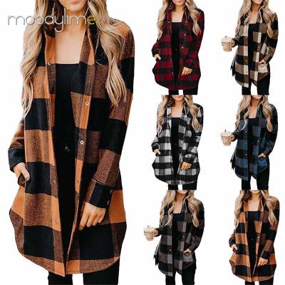 China High Quality Anti-wrinkle Long Sleeves Lapel Plaid Garment Women Jacket Unlined Upper Trench Coat for sale