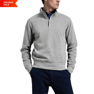 China Sale Fashion Gray Long Sleeve Crewneck Cotton Breathable Warm Casual Men's Half Zipper Sweatshirt 100% Half Sweatshirt for sale