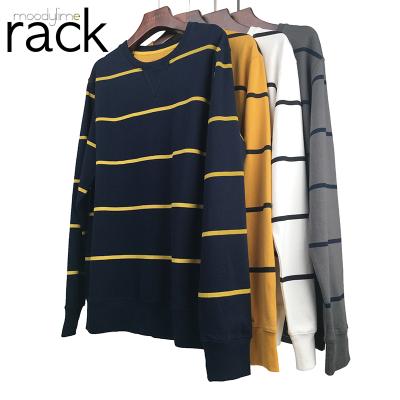 China Moodylimerack Men's Oversized Stripe Neck Long Sleeve Round Slim Pullover High Quality QUICK DRY T-Shirt Men's Top for sale