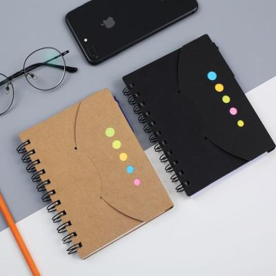 China Wholesale Spiral Notebook Hard Cover Eco-Friendly Kraft Line With Pen Sticker Custom Recycl for sale