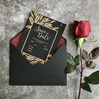 China paper & Superb Luxury High Quality Custom Cardboard Feel Paper Gift Wedding Cards and Envelopes for sale