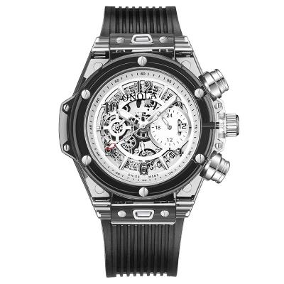 China Chronograph Mens Wrist Private Label Skull Dial Strap Stainless Steel Water Resistant Day Date Rubber Back Watch for sale