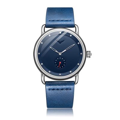 China Chinese Wholesale Water Resistant Alloy Quartz 20mm Genuine Leather Strap Blue Dial Pakistan Watches Cheap Bulk for sale