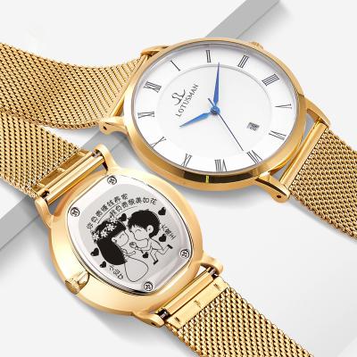 China Custom Logo Luxury Men Wrist Fashion Day/Date Stainless Steel Case Back Popular Casual Quartz Watches for sale