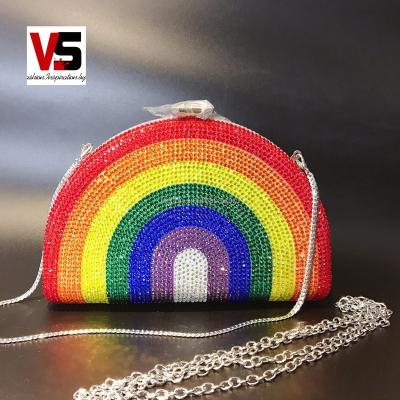 China Lady Bag Diamond Metal Box Colorful Rhinestone Hardcase Daily Used Luxury Clutch Bags Evening Clutch Bag Grace Full Crystal Stone Rainbow for sale