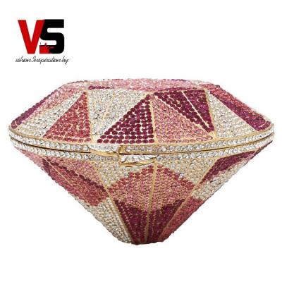 China Ladies Fashion Evening Party Purse Wedding Female Clutch Bag Diamond Shape Crystal Stones Handbag New Model Crystal Rhinestone Grace China Supply for sale