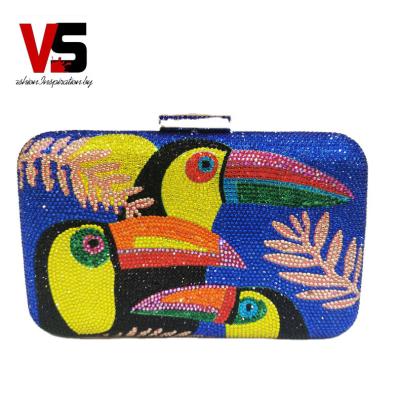 China 100% Eco-Friendly Design Unique Grace Crystal Rhinestone Toucan Evening Clutch Bag Diamante Bling Handbags For Bridal Banquet for sale