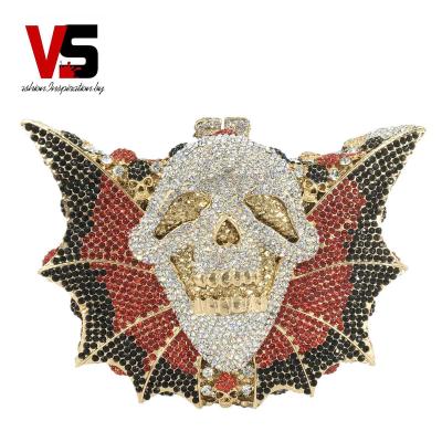 China Fashion Grace New Arrive Crystal Evening Clutch Bags for Women Bling Rhinestone Diamond Skull Head Purse Chain High Quality Handbags for sale