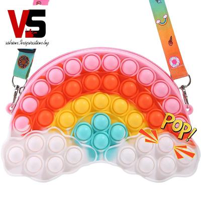 China Hot Selling SILICONE Amazon Noise Shaker Bag Silicone Rainbow Cloud Cross - Body Bag Gift Bag for sale