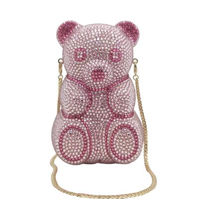 China Others Copy of Grace New Arrived Handmade Animal pinch Crystal Bear Purse Bag Women Clutch Evening Rhinestone Bear Purse for sale