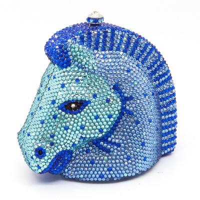 China Others Grace Lady High Quality Fashion Animal Sparkle Beading Horse Shape Diamond Crystal Evening Handbags Clutch Party Purse Prom for sale