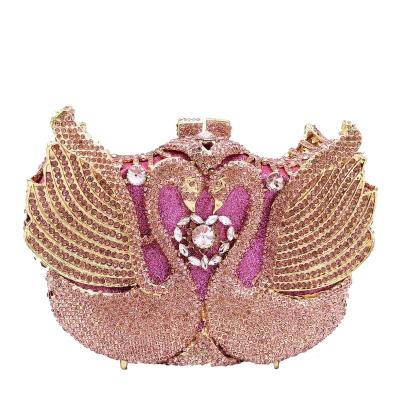 China Other Crystal Evening Bags Ladies Rhinestone Minaudiere Clutch Goose Handbag Wedding Party Handbag Grace Trendy Women Crystal Swan for sale