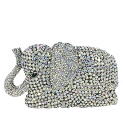 China Other Grace New Luxury Crystal Rhinestone Clutch Purse Elephant Shape Evening Clutch Bag For Wedding Party Animal Diamond Purse for sale