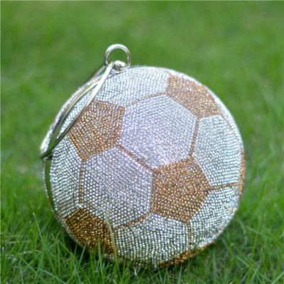 China Unique Round Shoulder Personality Rhinestone Soccer Ball Purse Grace Fashion Diamond Football Crystal Soccer Ball Purse For Party for sale