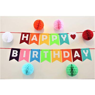 China AZO Free/Durable& Reusable/Heavy Duty/Eco Friendly Custom Colorful Felt String Happy Birthday Party Banner for sale