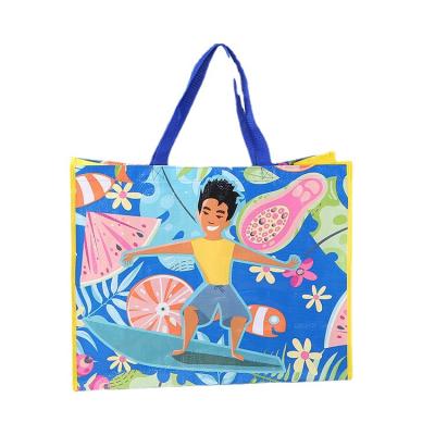 China Eco Friendly Laminated PP Woven Handled Sack Shopping Bag Custom Printed Grocery Bags for sale