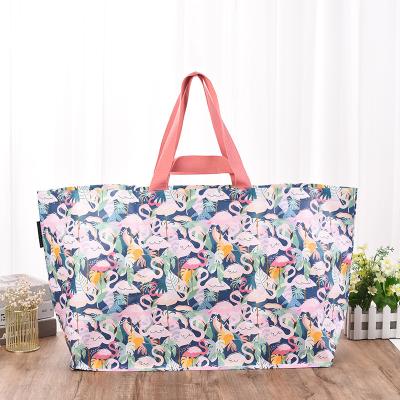 China Handled Strong Laminated PP Woven Tote Bag With Reinforcement Shopping Bag Custom Printed Grocery Bags for sale