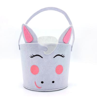 China Promotion New Product Eco - Friendly Gift Handicraft Osternest Felt Decorative Easter Bucket For Easter for sale