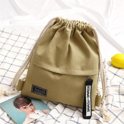 China Promotional Waterproof Drawstring Backpack Cotton Canvas Drawstring Bag Custom for sale