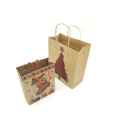 China BIODEGRADABLE Cheap Custom Logo Party Glitter Kraft Paper Bag Christmas Gift Bags Printed Shopping Packaging Handles for sale