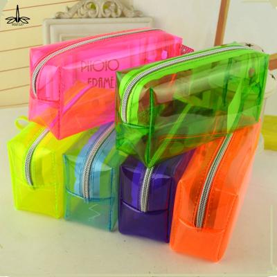 China Large Capacity Waterproof School Pencil Cases Bag Zipper Solid Color School PVC Standing Pencil Case for sale