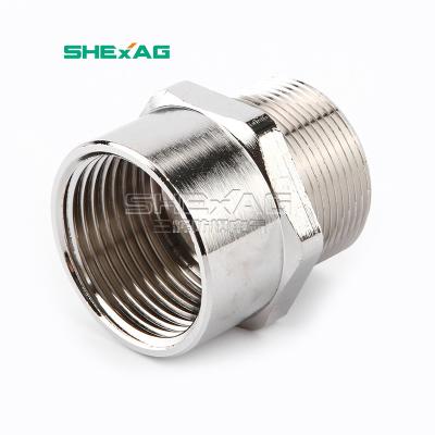 China ATEX Double Compression Brass Good Quality Explosion-rpoof Threaded Plug Cable Gland Enlarger Wire Adapter With Adapter for sale