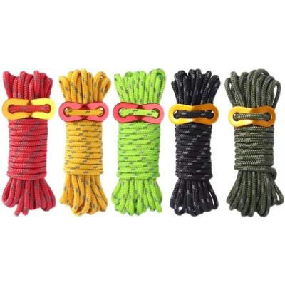 China 100% Waterproof 100 Feet (31 Meters) 4mm 10 Strands 550 Parachute Tie Rope Flame Retardant Tent Guyline Wind Rope for sale