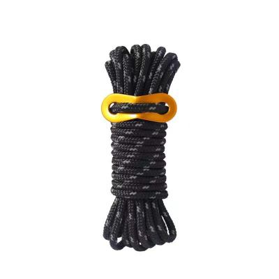 China 100% Waterproof 4mm Tent Rope Roll 65 Feet Reflect Pull Guylines Reel Nylon Wind Proof For Outdoor Camping for sale