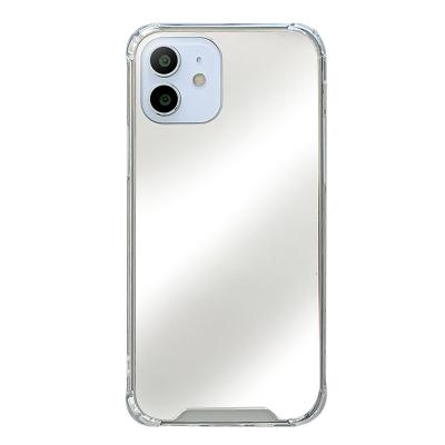 China 2021 Anti-fall simple type cell phone case with mirror Shine-resistance tpu and PC back cover for iphone for sale