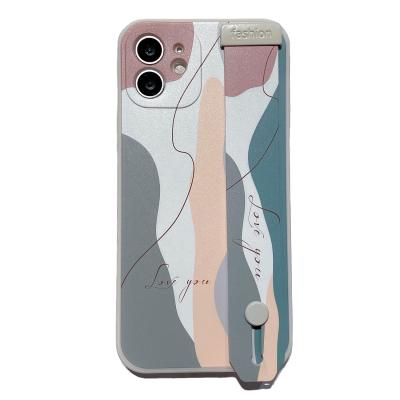 China 2021 hot selling premium morandi color system matte TPU Anti-drop phone case with strap for iphone 13 / iphone 11 pro max for sale