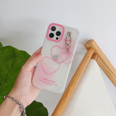 China Cute Pink iPhone 12 11 Pro Max X XS 7 Anti-fall Love Heart Protective Silicone Phone Cover Shell Bag For 8 Plus for sale