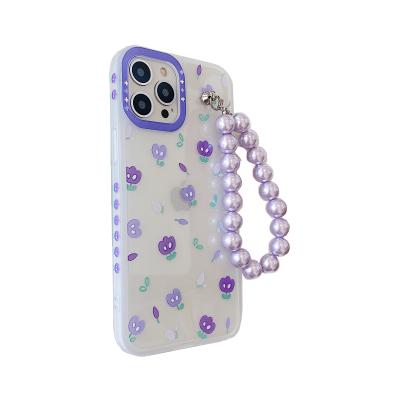 China Anti-drop popular Insti purple flower hole design big the same accessories translucent soft shell for iphone11 11pro 12 12pro TPU phone cases for sale