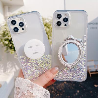 China Makeup Shockproof Wholesale Diamond Mirror Bling Glitter Clear Phone Case For iphone 13 pro max for sale