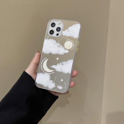 China Shockproof Bling Phone Cases Luxury White Cloud Moon Pattern Mirror Tpu Phone Case For For iPhone 11 12 Pro 7 8 Plus Max for sale